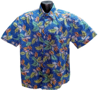 Blue Palms Hawaiian Shirt- Made in USA -100% Cotton Made in USA