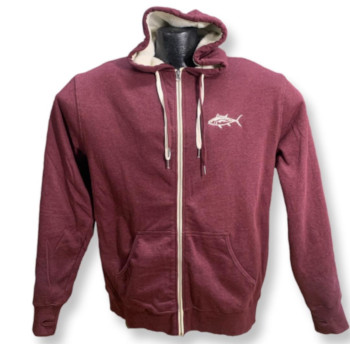 Embroidered Burgundy Hooded Sherpa Hoodie