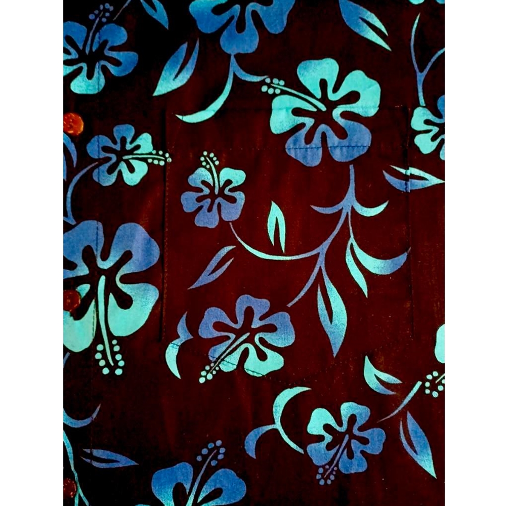 Hibiscus Flower Men's Hawaiian Aloha Shirt (Rayon) Black/Turquoise | Favant Apparel