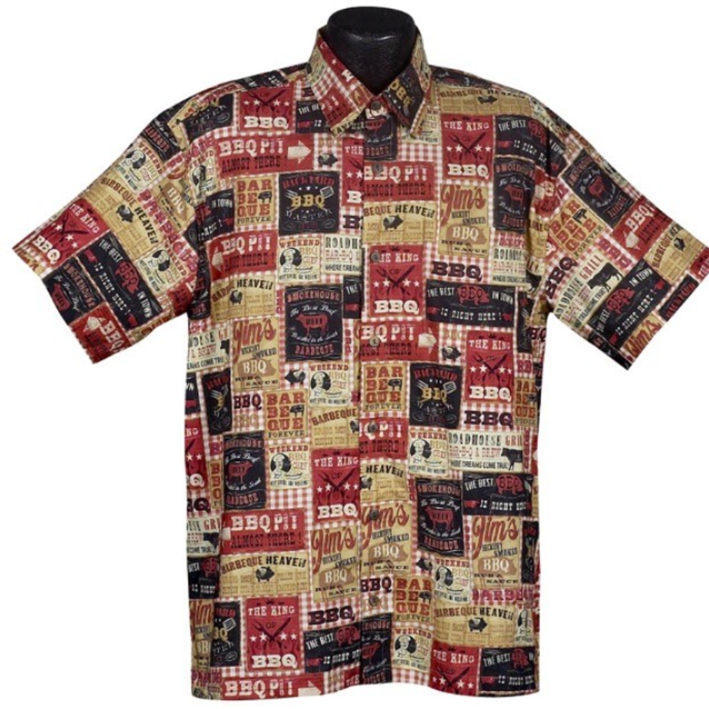 HAQCO Grilling BBQ Food Lovers Hawaiian Shirts for Men, Hawaiian Shirt Mens  Button Down Short Sleeve Shirt, Hawaiian Shirt