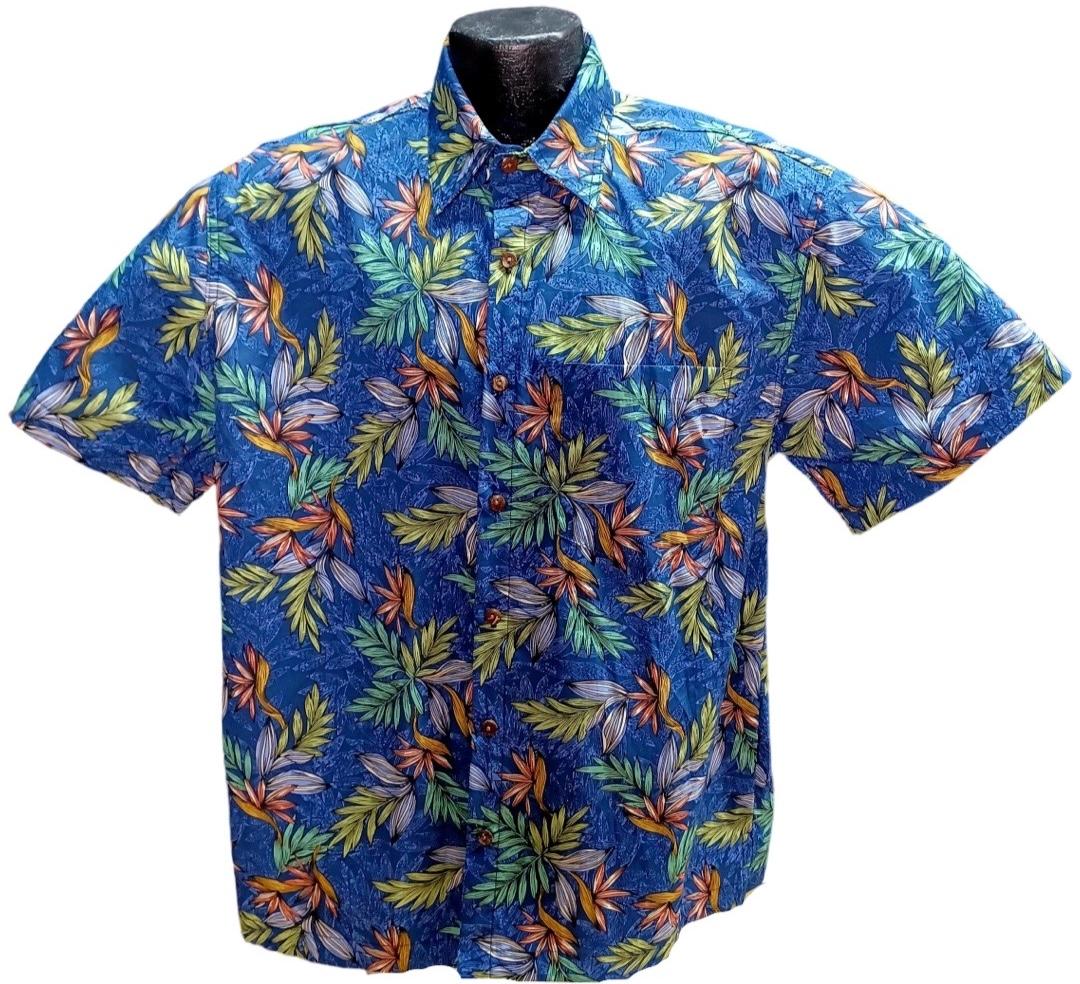 Blue Palms Hawaiian Shirt- Made in USA -100% Cotton