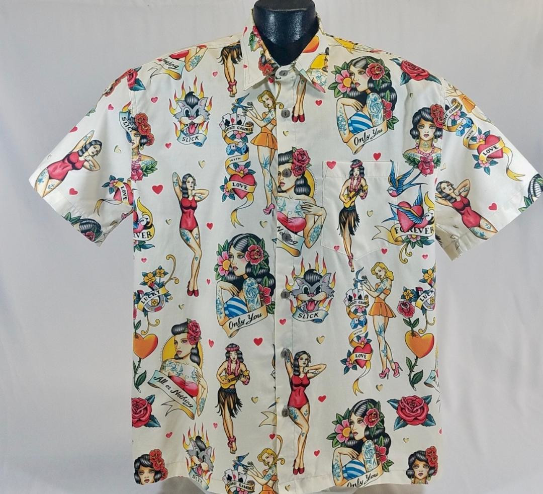 full print vintage retro stytle hawaiian shirt gl boutik pin up