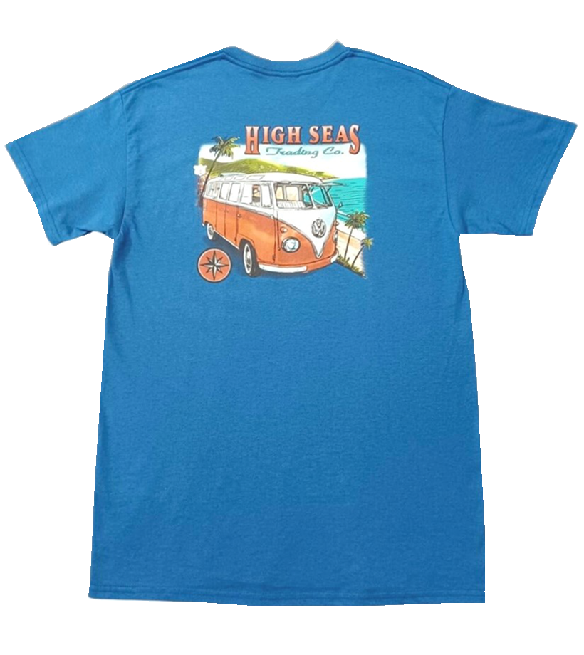 High Seas VW Bus 100% Cotton Royal Blue T-shirt