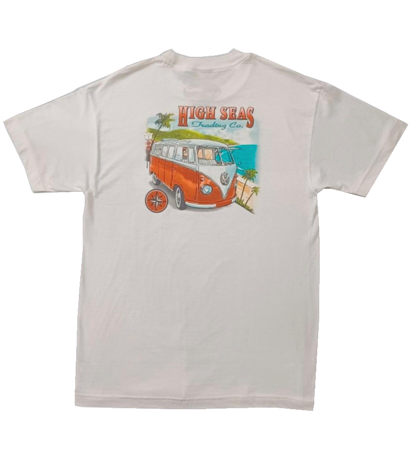 High Seas VW Bus 100% Cotton White T-shirt