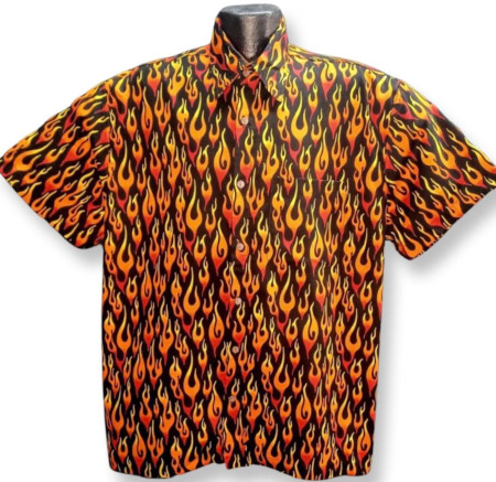 Flame Hawaiian Shirt in Black 