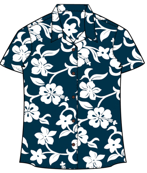 Classic Blue Hibiscus Women's Hawaiian Shirt