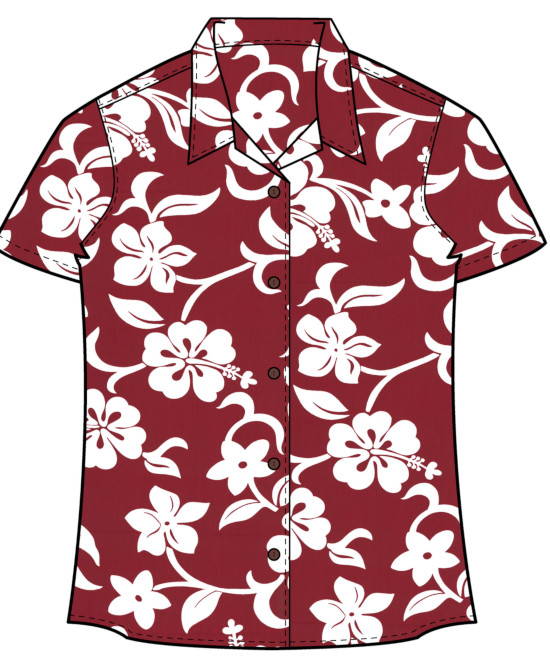 Classic Red Hibiscus Women's Hawaiian Shirt