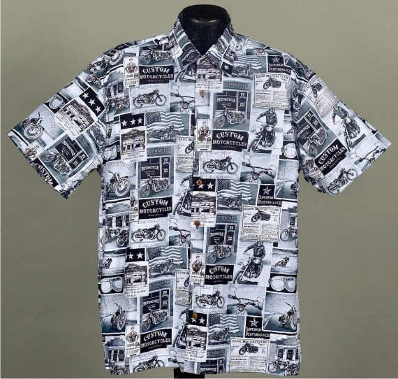 Yoycol Classic Men's Motorcycle Hawaiian Shirt | Virginia City Motorcycle Co 7XL / White