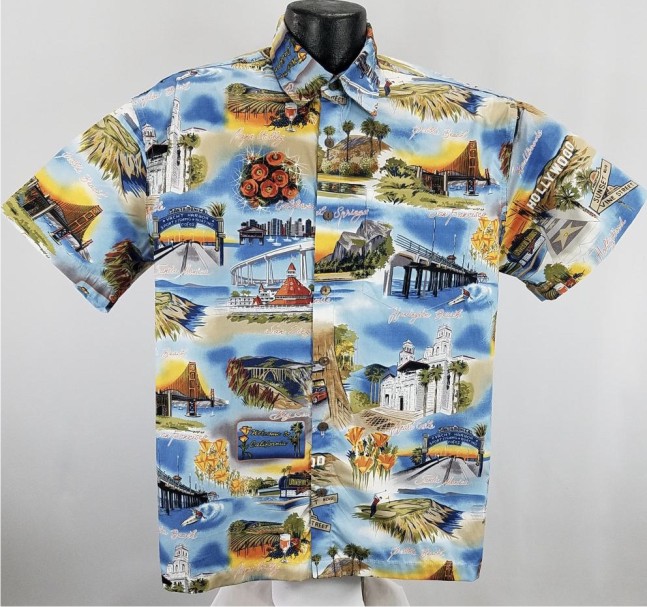 Vintage Made in California Hawaiian Shirt Surfing Aloha Shirt size Large  Nice!