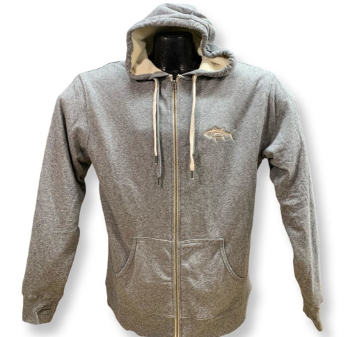 Embroidered Gray Heather Hooded Sherpa Hoodie