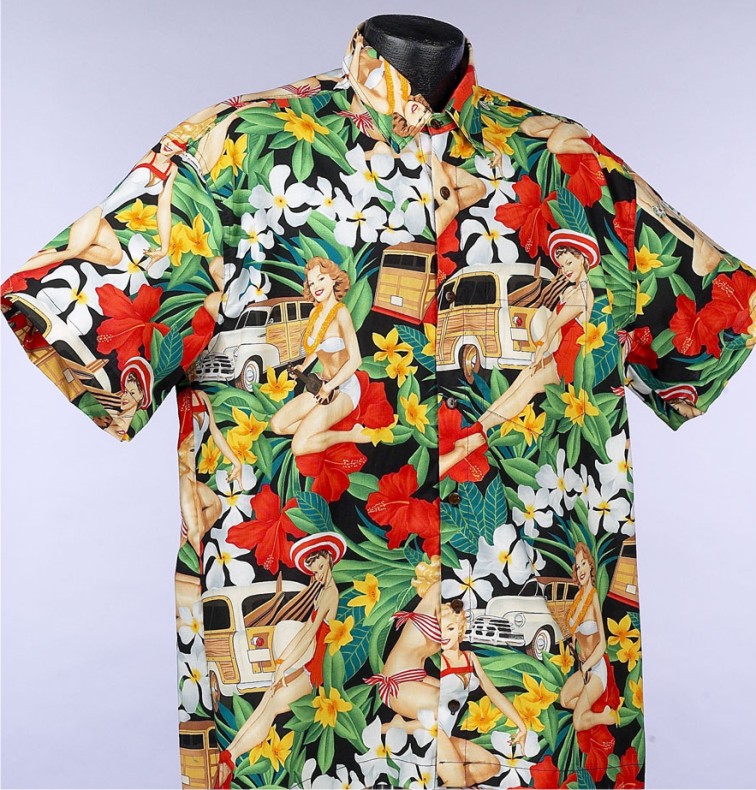 Vintage Made in California Hawaiian Shirt Surfing Aloha Shirt size Large  Nice!